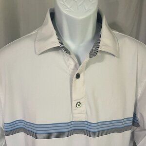 FootJoy FJ Men's white & blue detailed s/s golf polo shirt Medium M EUC